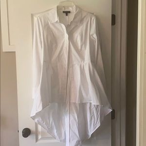 White High/low button up shirt